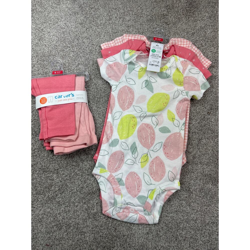 New with tags! 6 month onesie 3 pack and 6 month pant 2 set